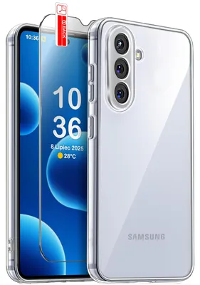 Immagine prodotto di Custodia rinforzata trasparente da 2 mm per Samsung Galaxy S25 + vetro 9H