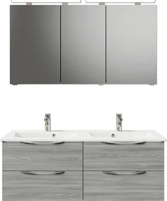 Produktbild von Pelipal Badmöbel-Set Sunline 300 BxHxT 132 x 200 x 48 cm Frontfarbe grau Badmöbel-Set mit Waschtisch Mineralmarmor