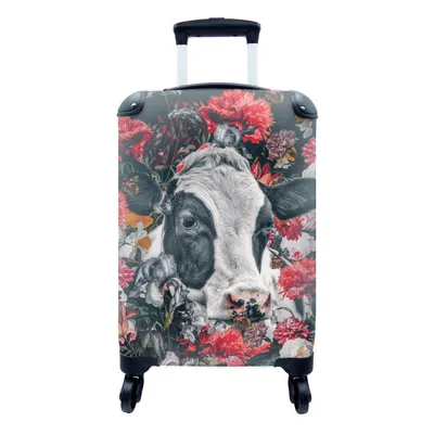 Produktbild von MuchoWow® Koffer Handgepäck Trolley Rollkoffer Kleine Reisekoffer mit 4 Rollen - Kuh - Zeichnung - Rot - Cabin Size < 55x40x23 cm & 55x40x20 cm - Fotokoffer - Kabinenkoffer - Boardgepäck - Reise-Box - Reisekoffer - Reisegepäck - Koffer mit Bild - Trolley für Kinder