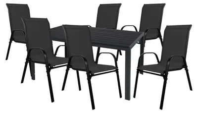Produktbild von Gartengarnitur Sitzgarnitur 7-teilig 180x90cm Aluminium / Non-Wood