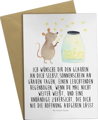 Produktbild von Mr. & Mrs. Panda Beileidskarte Maus Sterne - Weiß - Geschenk, Schwangerschaft, Geburtstag, hochzeitskarten, Lustige Sprüche, osterkarte, einladungskarten, dankeskarten