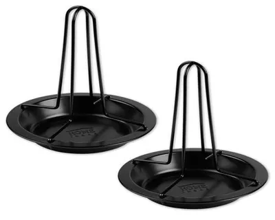 Produktbild von 2er Set Hähnchenhalter inkl. Auffangschale Hähnchenbräter Grill Ofen Hähnchengriller Hähnchen Halter Ständer Hähnchenständer