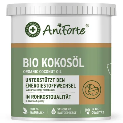 Produktbild von AniForte Kokosöl für Hunde & Katzen 1 L - Nativ & unraffiniert, aus biologischem Anbau, hoher Laurinsäure Gehalt, zur Fellpflege, als Energielieferant