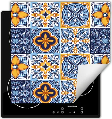 Produktbild von DarHaus Herdabdeckplatte 50x52 cm Anti Rutsch Matte Aufrollbar, blau - Mosaik