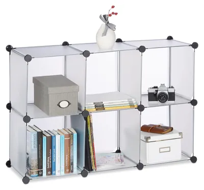Vakkenkast, 6 Fächer, Kunststoff, 65x96x32 cm, transparent