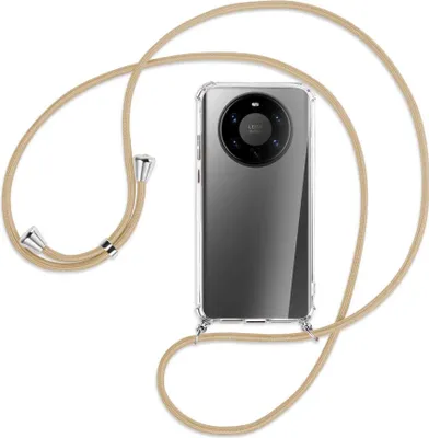 Produktbild von Handykette Backcover-Schutzhülle mit Band (Metall silberfarben) für Huawei Mate 40 Pro Plus - caramel