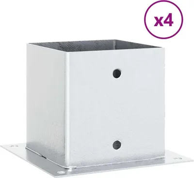 Immagine prodotto di vidaXL Supporto per palo quadrato 4 pezzi argento 141x141mm acciaio zincato