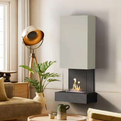 Produktbild von muenkel design Sona [moderner Design Ethanolkamin]: Nero (Schiefer schwarz) - Weiß - safety burner 450