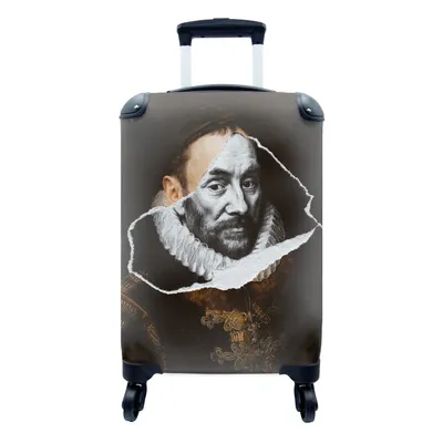 Produktbild von MuchoWow® Koffer Handgepäck Trolley Rollkoffer Kleine Reisekoffer mit 4 Rollen - Wilhelm von Oranien -Adriaen Thomasz - Schwarz und Weiß - Cabin Size < 55x40x23 cm & 55x40x20 cm - Fotokoffer - Kabinenkoffer - Boardgepäck - Reise-Box - Reisekoffer - Reisegepäck - Koffer mit Bild - Trolley für Kinder