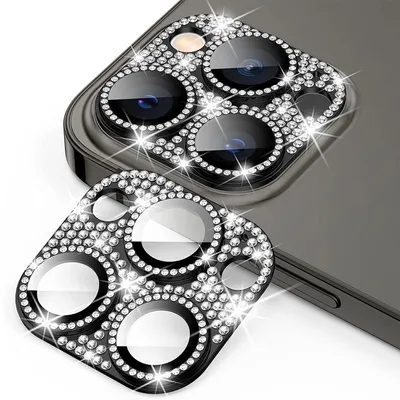 Immagine prodotto di Per Apple iPhone 15 Pro / Pro Max Glitter protettivo vetro fotocamera lente H9 vetro duro nero