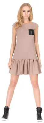 Produktbild von Damen Kleid Tunika Mini-Kleid Rüschen Top; Cappuccino/M/38