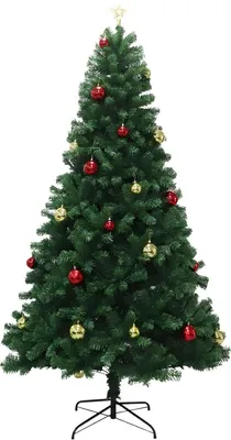 Productafbeelding van Kunstkerstboom, 183 cm – Kerstboom met afstandsbediening en metalen voet – Realistische kerstboom – Groen