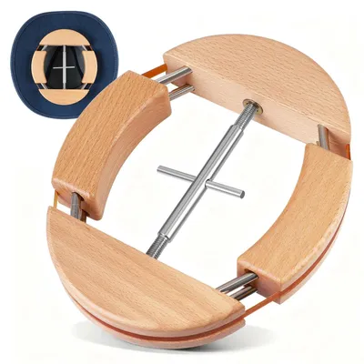 Immagine prodotto di Tendicapelli in legno - Modellatore regolabile per cappelli e berretti - Supporto per fedora, cappelli da cowboy e cappellini da baseball - Rosso