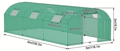 Image de Serre de jardin - Serre - Serre de culture - Serre pour légumes - Serre pour potager - Dimensions : 3 x 6 x 2 mètres - Structure en acier galvanisé