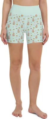 Produktbild von Mr. & Mrs. Panda Yoga Shorts Bär Kaffee Größe XS - Türkis - Geschenk, Damen, Muster, Yogabekleidung, Sportshorts, Kaffeebohne, Sporthose, Herz, Sportbekleidung