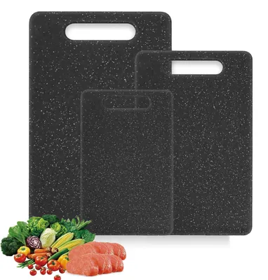 Schneidebrett-Set, 3-teilig, Kunststoff, spülmaschinengeeignet, schwarz