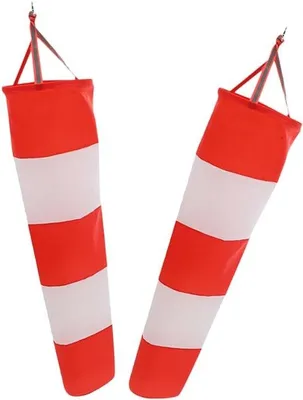 Zdjęcie produktu dla Wskaźnik kierunku wiatru 150 cm – zestaw 2 sztuk – wskaźnik kierunku wiatru z paskami odblaskowymi – poliester typu Oxford – wodoodporny i odporny na promieniowanie UV – czerwono-biały