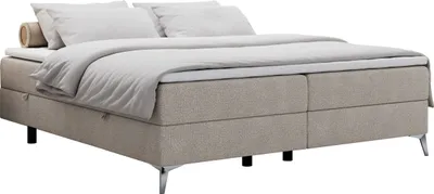 Produktbild von Boxspringbett ohne Kopfteil mit Bettkasten, Bett niedriges Kopfteil, Polsterbett ohne Kopfteil - LESS - 160x200 - Beige - H3