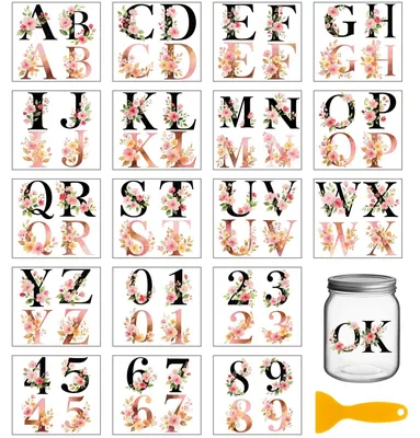Productafbeelding van Transferstickers - Met cijfers 0-9 en letters - 18 vellen