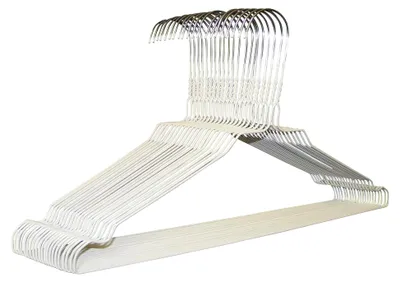 Produktbild von Drahtbügel aus Zink mit farbiger Pulverbeschichtung - Drahtkleiderbügel für Damen und Herren (100, weiss)