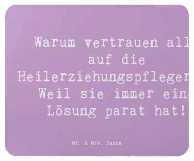 Produktbild von Mr. & Mrs. Panda Mouse Pad Spruch Heilerziehungspflegerin Lösungsexpertin - Lavendeltraum - Geschenk, pflegerische Unterstützung, Mousepad, Geschenke für Berufstätige