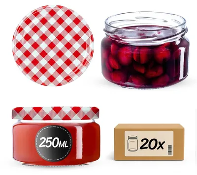 Immagine prodotto di Vasetti di vetro per conserve - 250 ml - Con tappo a vite - Set da 20 - Ø 82 mm