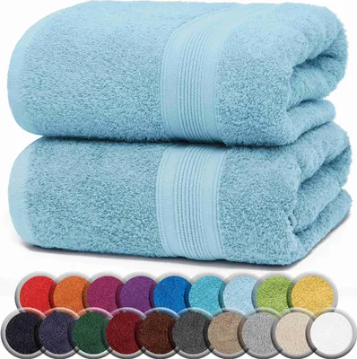 Produktbild von Frottier Badetücher 2er Pack 100x150cm, 100% Baumwolle, Hell blau