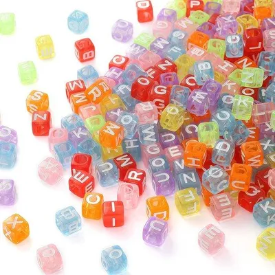 Produktbild von Kunststoffperlen 6x6mm A-Z Buchstaben für Armbänder und Schmuck