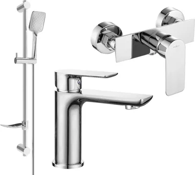 Image de Alfa DF62 Ensemble de mitigeurs de lavabo et de douche avec accessoires, chrome (745704DF62-00)