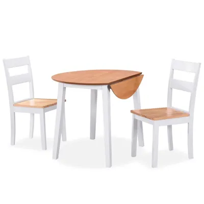 Image de Ensemble de salle à manger 3 pcs MDF et hévéa Blanc