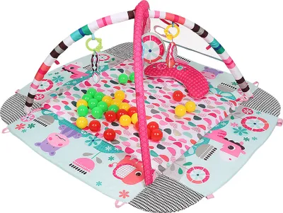 Image de Tapis d'éveil avec arche de jeu et 30 balles sensorielles Tapis d'éveil interactif pour bébé