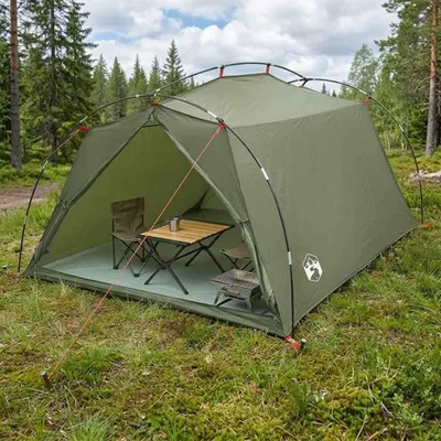 Image de Tente verte pour 4 personnes, idéale pour le camping