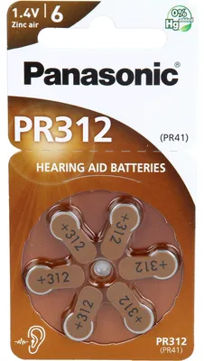 Produktbild von Batterie f. Hörgeräte Panasonic PR 312, 6 St