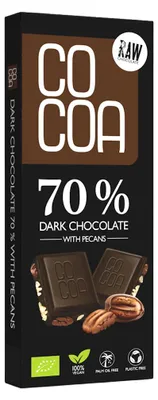 CZEKOLADA CIEMNA 70 % Z ORZECHAMI PEKAN BIO 40 g - COCOA