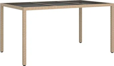 Produktbild von Gartentisch 150x90x75 cm Gehärtetes Glas Poly Rattan Beige