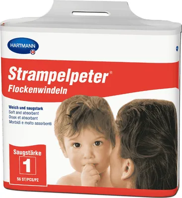 Produktbild von Hartmann Strampelpeter® Flockenwindeln - Saugstärke 1 - B004FLVRYI | Packung (56 Stück)