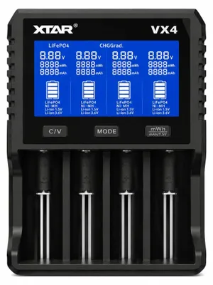 Zdjęcie produktu dla Ładowarka XTAR VX4 z wyświetlaczem LCD, 4 porty, 18650 / 21700 / AA / AAA