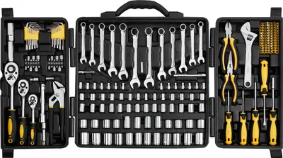 Image de Jeu de machines-outils VEVOR, 207 pièces, 1/4 pouce, 3/8 pouce, 1/2 pouce Douille avec clé à embout, poignée à cliquet, sac de transport
