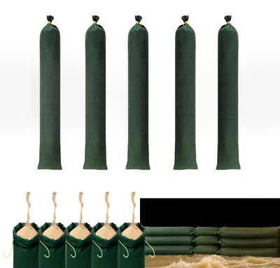 Produktbild von 5 Sandsäcke, 120x20 cm, zum Befüllen und Beschweren der Hochwasserschutzbarriere.