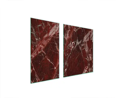 Produktbild von Herdabdeckplatten 2 teilig 90x52 Glaskeramikkochfeld Abdeckung Glas Schneidebrett Marmor Rot