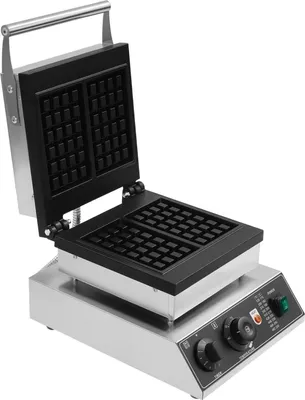 Obrázek produktu pro Elektrický vaflovač - Komerční - Dvouúrovňový, obdélníkový - 2000 W - Teplota 50-300 °C - Časovač 0-5 min - Odlitek z hliníku a nerezové oceli