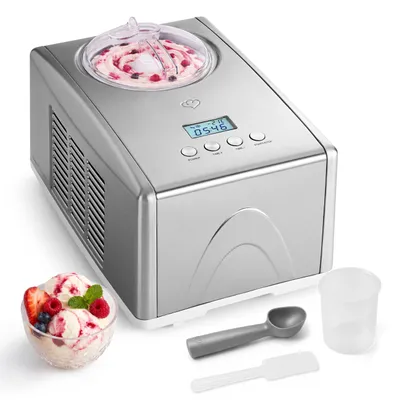 Eismaschine 1,5 l mit Kompressor, Edelstahl, 150 W