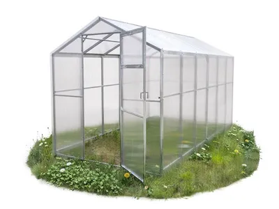 Produktbild von CUBI Gewächshaus 2.1×8 m, 4 mm Polycarbonat, verzinkter Stahlrahmen 40×20 mm, 2 Türen mit Lüftungsfenstern