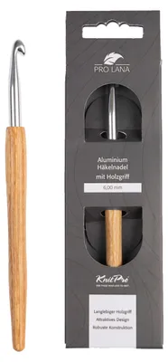 Produktbild von Pro Lana KnitPro NATURAL Aluminium Häkelnadel mit Birkenholzgriff 0,5 - 12 mm Durchmesser 6.0 mm