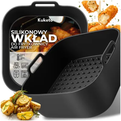 Produktbild von Kuketo | Silikonform Für Heißluftfritteuse 19,5 × 19,5 cm – Wiederverwendbarer Einsatz Zum Backen & Braten – Antihaft & Hitzebeständig