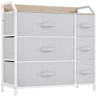 Produktbild von Kommode mit 6 Stoffschubladen Hellgrau 80x29x79 cm Metallgestell