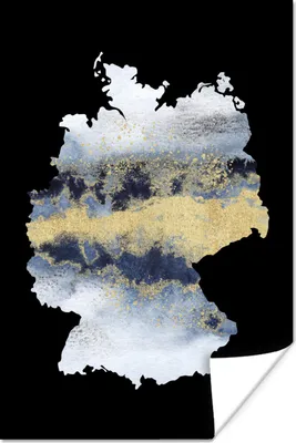 Produktbild von MuchoWow® Poster Karte von Europa - Deutschland - Blau 80x120 cm - Papierdruck
