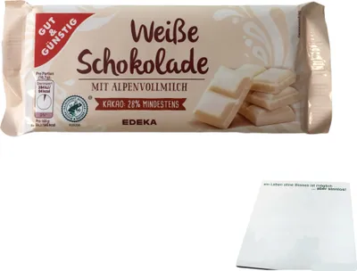 Produktbild von Gut & Günstig Weiße Schokolade mit Alpenvollmilch (100g Tafel) + usy Block
