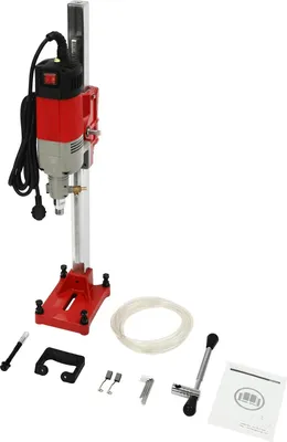 Obrázek produktu pro Jádrová vrtačka – M22 – 2300 W – mokré vrtání do betonu – Ø 16,5 cm, hloubka 80 cm – 740 ot./min – 220 V, EU zástrčka – červená