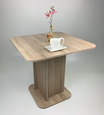 Produktbild von DS Möbel  Esstisch Säulentisch HUGO 79x79cm Sonoma Eiche hell Sägerau Abgerundete Ecken
